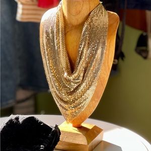 Whiting & Davis gold mesh scarf DISCO 70’s glam
